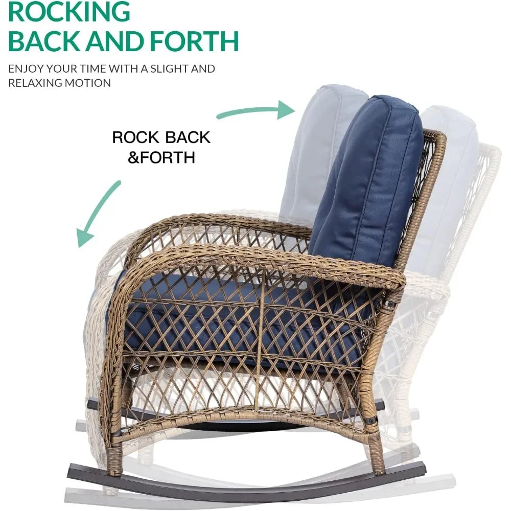 3pc Outdoor Rocker Conversation Bistro Set w/Cushions