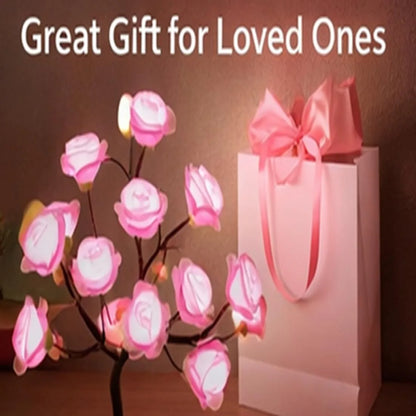 24 Multicolor Roses Table Lamp with Remote, USB Rechargeable