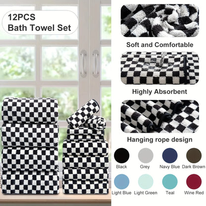 12pcs Bath Towels Set, Ultra Soft, Highly Absorbent, Quick Dry