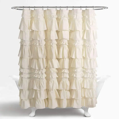 72"x72" Single Ruffled Shower Curtain, Ivory