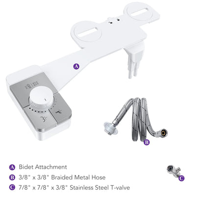 Adjustable Non-Electric Bidet, Ultra-Slim Dual Nozzle (Feminine/Rear Wash)