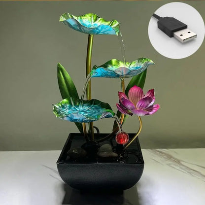 Tabletop Waterfall Fountain w/LED Lights, Meditation, Relaxing