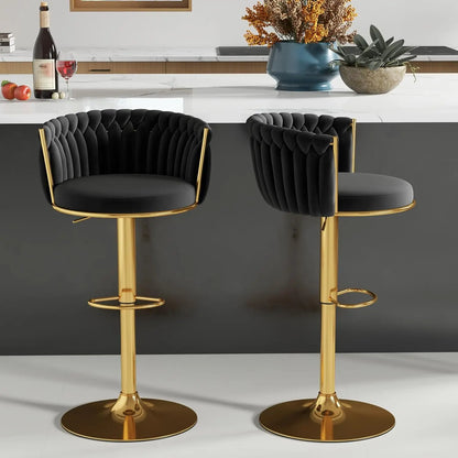 Set of 2, Hand-Woven Barstools, Counter Height