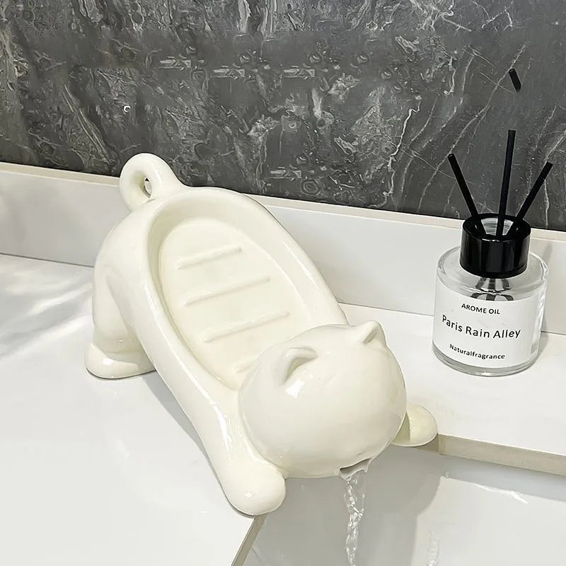 Creative Plastic Cat Soap Box, Easy Draining