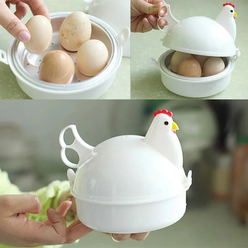 4 Eggs Chicken Shaped Steamer, Microwave Cooker