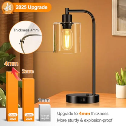 Set (2) Dimmable Touch Control Table Lamps w/USB C+A Ports and AC Outlet