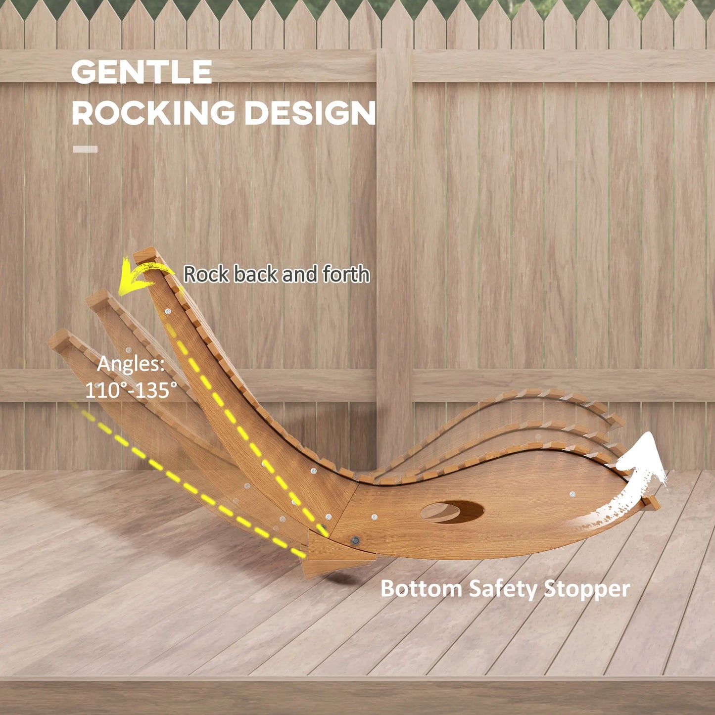 Outdoor Teak Rocking Chair W/Slatted Seat,
