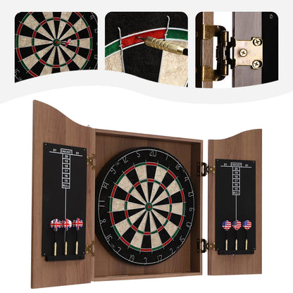 Classic Wall-Mounted Dartboard Cabinet, Set W/6* Darts