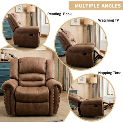 Classic and Traditional Manual Recliner Chair, Leather