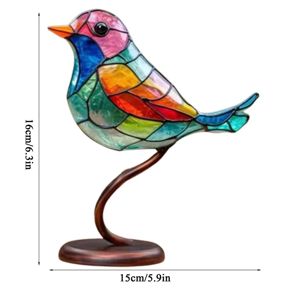 Multi-Colored Glass Birds on Branch. Other Animal Ornaments,