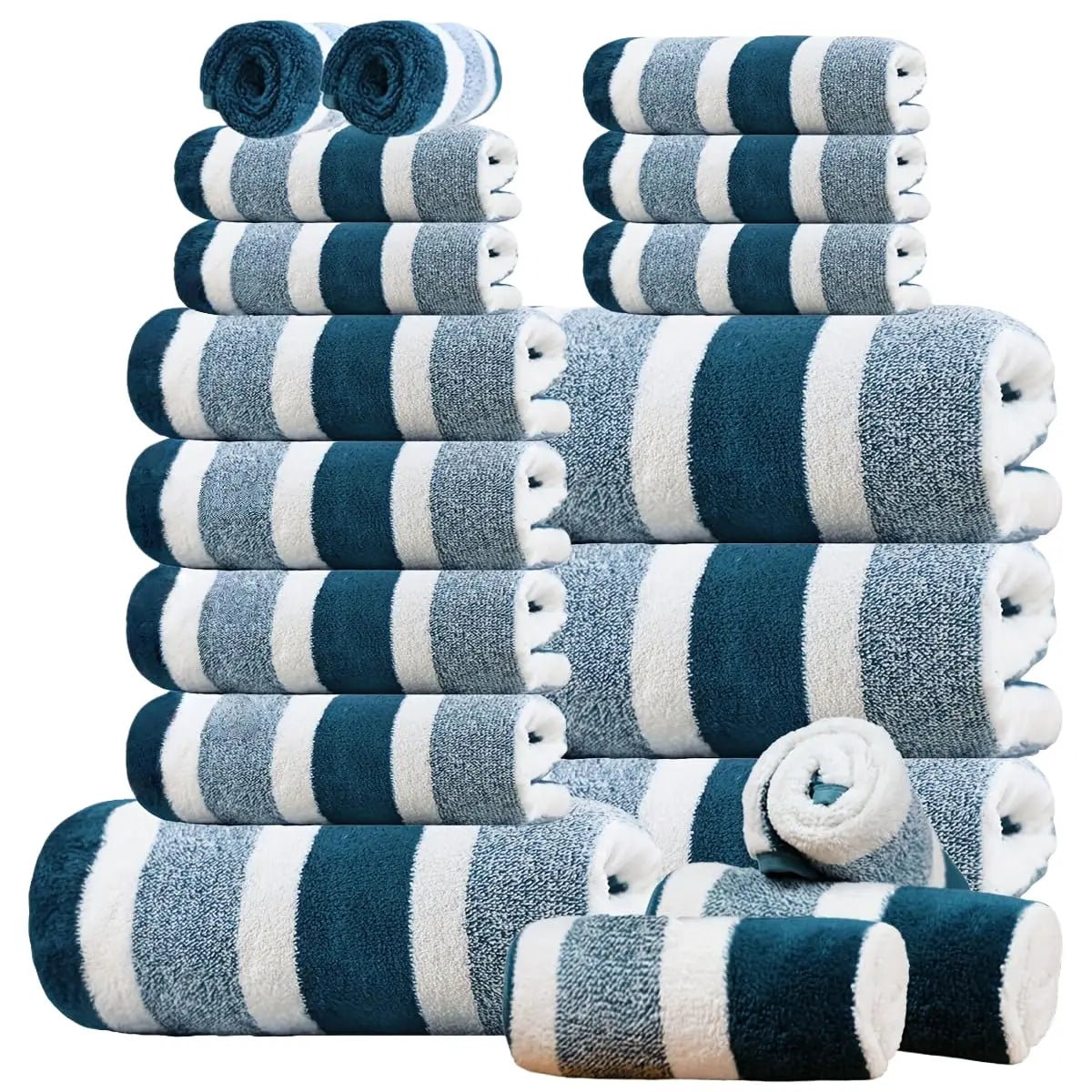 18pc Luxury Bath Towels Set - Quick-Dry Highly Absorbent Plush Soft Coral Fleece