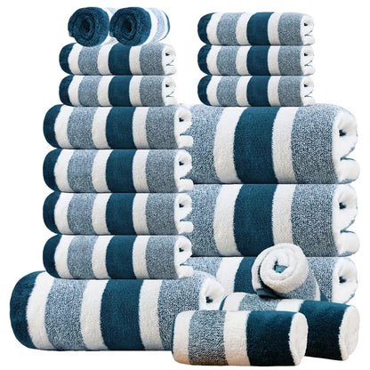 18pc Luxury Bath Towels Set - Quick-Dry Highly Absorbent Plush Soft Coral Fleece