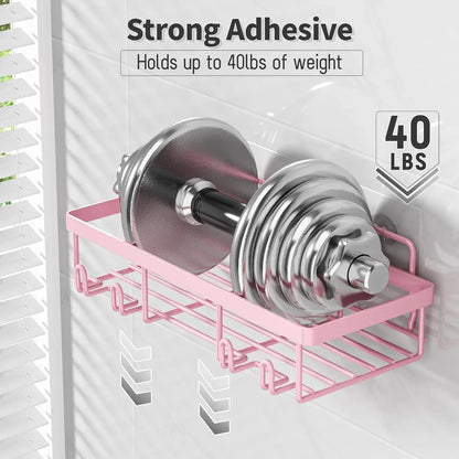 5pk Stainless Pink Shower Caddy Organizer, Adhesive, No Drill