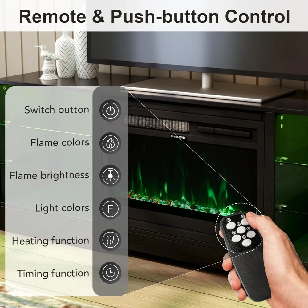 Electric Fireplace Entertainment Center with LED Lights, Remote