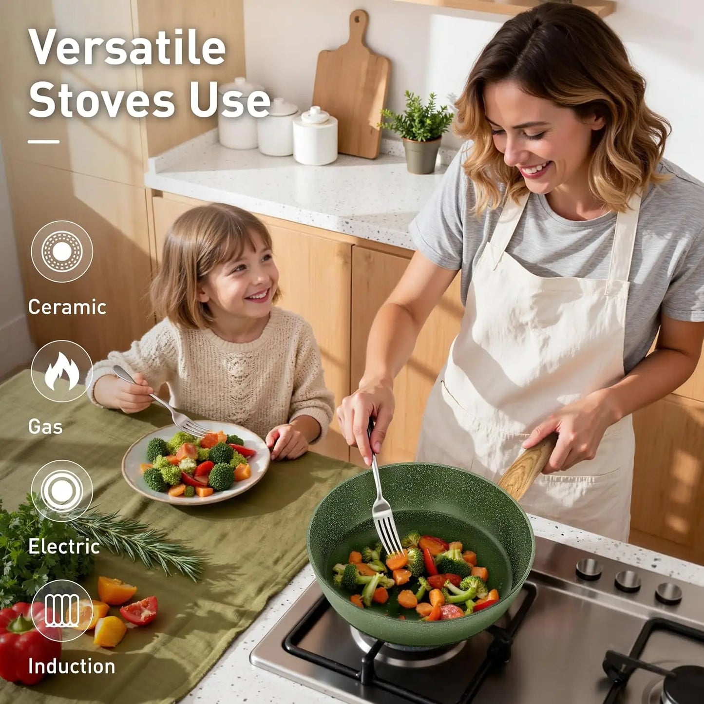 12pc Nonstick Granite Induction Cookware Set, PFOA & PFOS Free