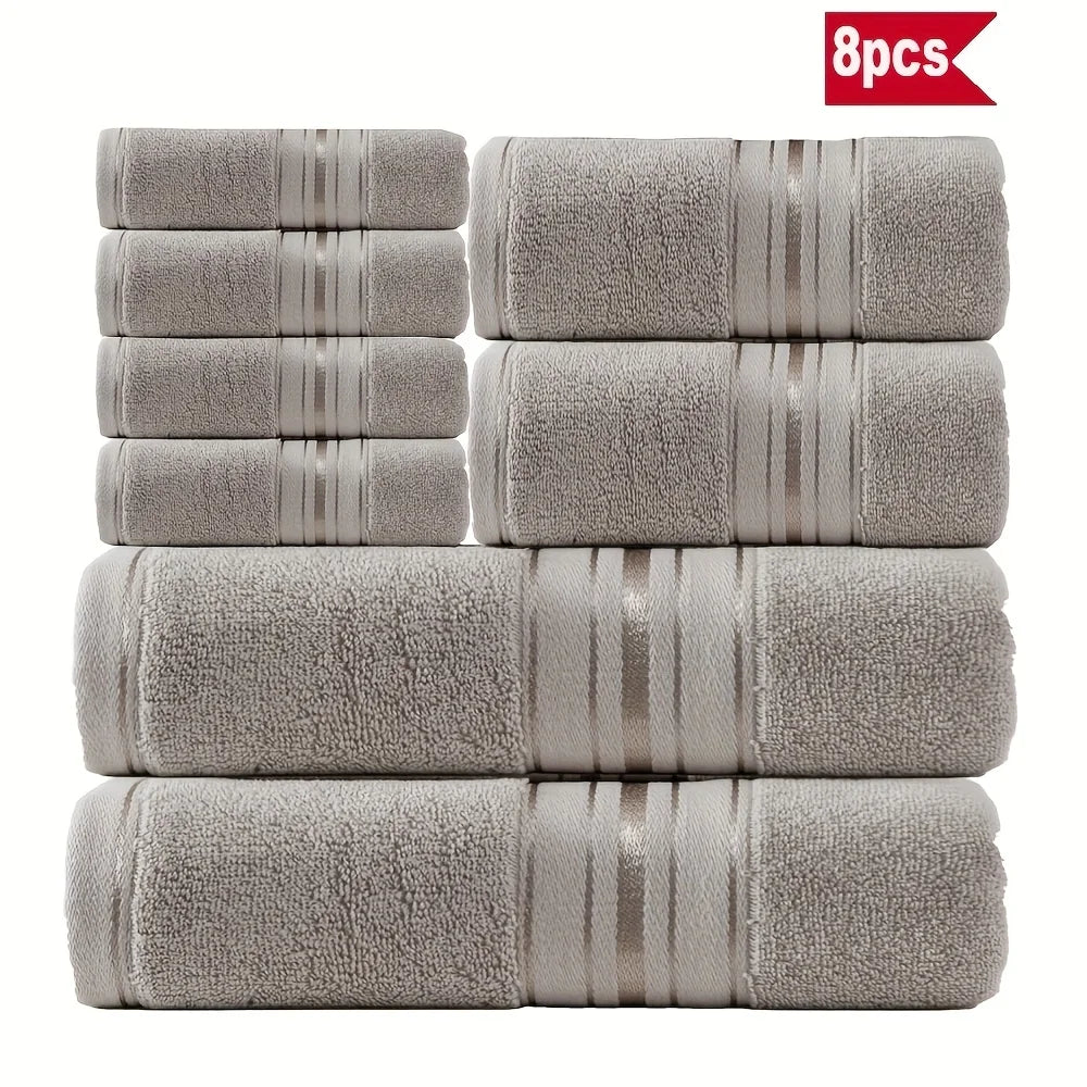 8 Piece Luxury Towel Set, 600 GSM Ring Spun Cotton, Highly Absorbent