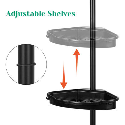 122" Adjustable Corner Shower Caddy with Tension Pole, 4-Tier