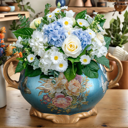 American Style Double Ear Hand Painted Pattern Vase w/Handle