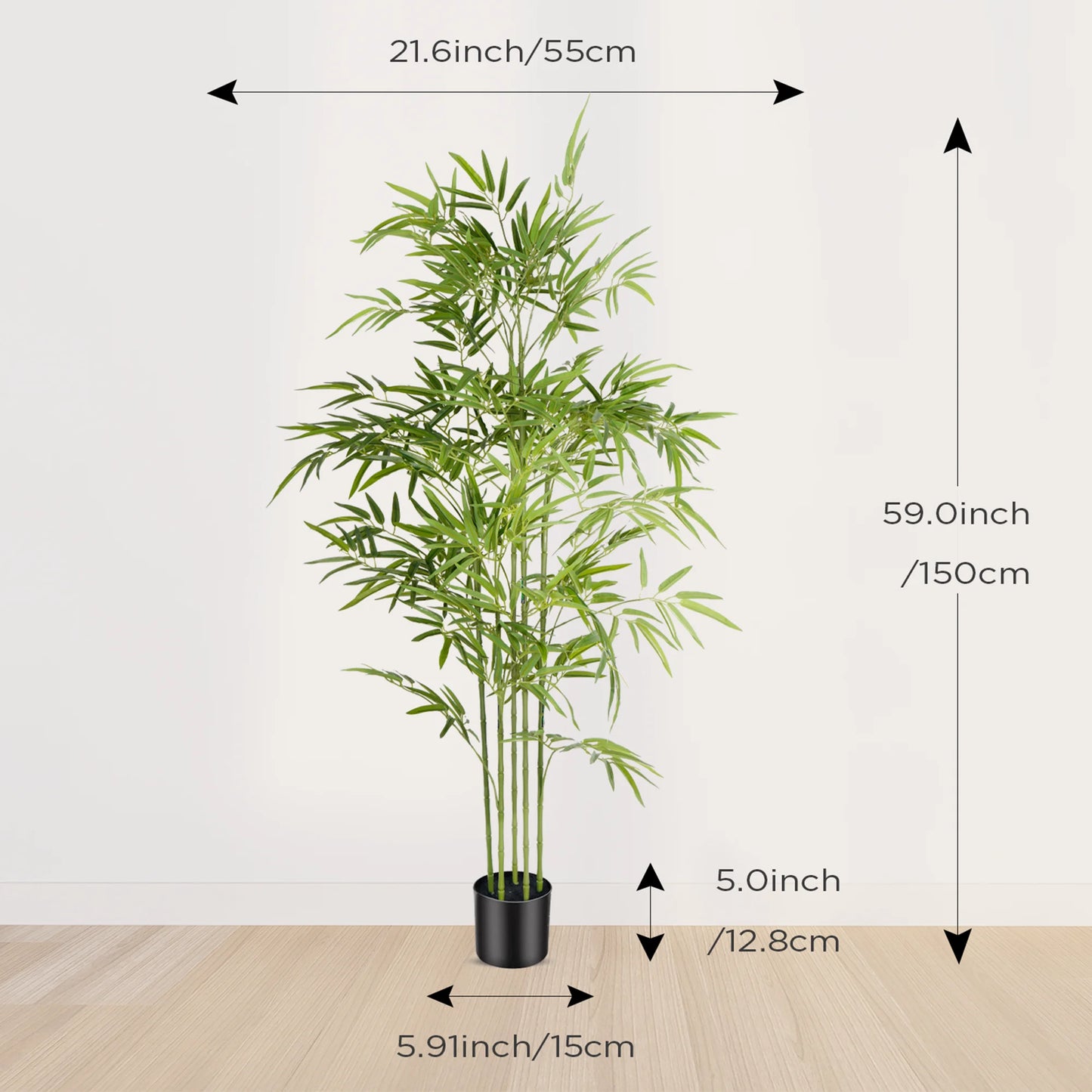 4/5/6ft Tall Artificial Bamboo Tree, Lifelike Leaves
