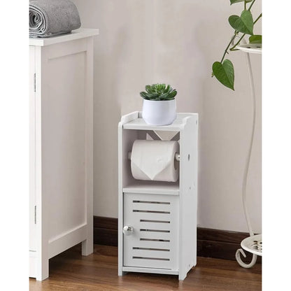 Toilet Paper Holder Stand, Free Standing PVC Bathroom Cabinet