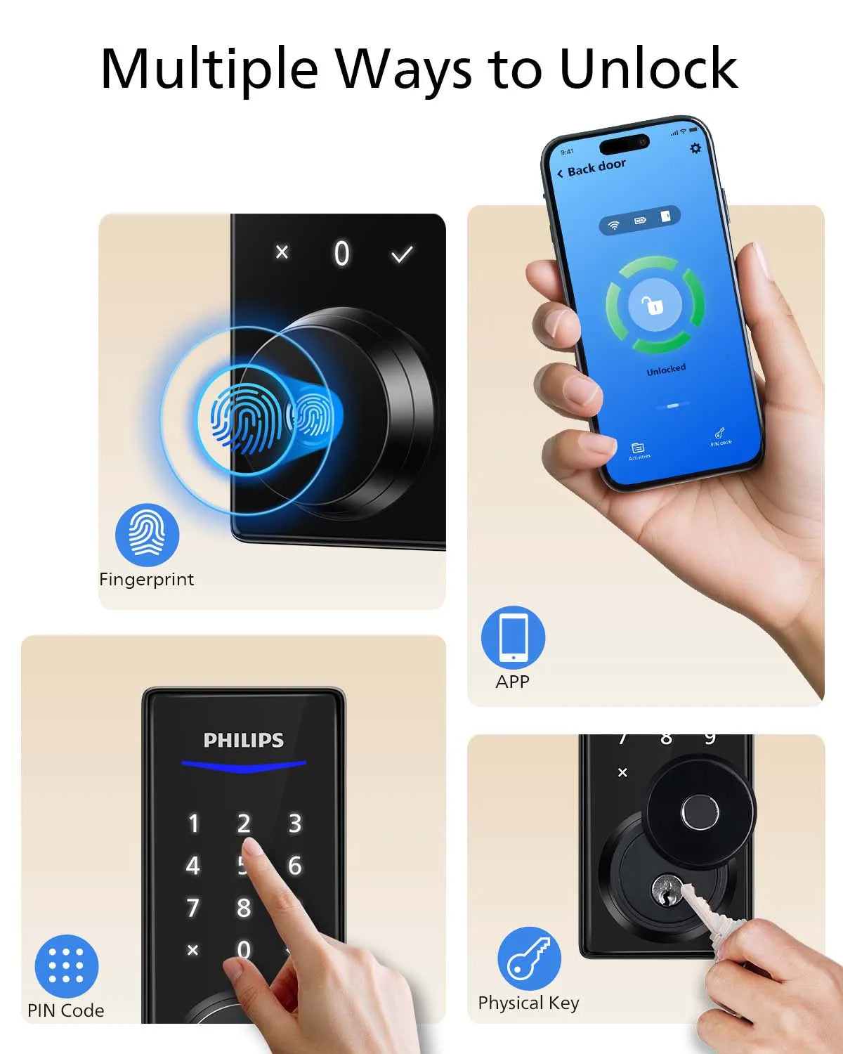 Fingerprint Smart Lock, APP Control, Keyless Entry, Auto-Lock