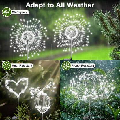 Solar Garden Lights, 4 Pack 120 LED Twinkling Fireworks