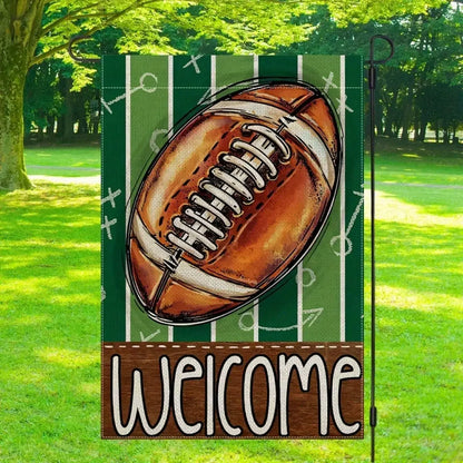 1pc Football Welcome Party Flag Banner - Double-Sided 12"x18" Durable Polyester