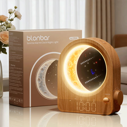 Sunrise Alarm Clocks for Bedrooms, Stepless Dimmable Moon Lamp Dual Alarm Clock