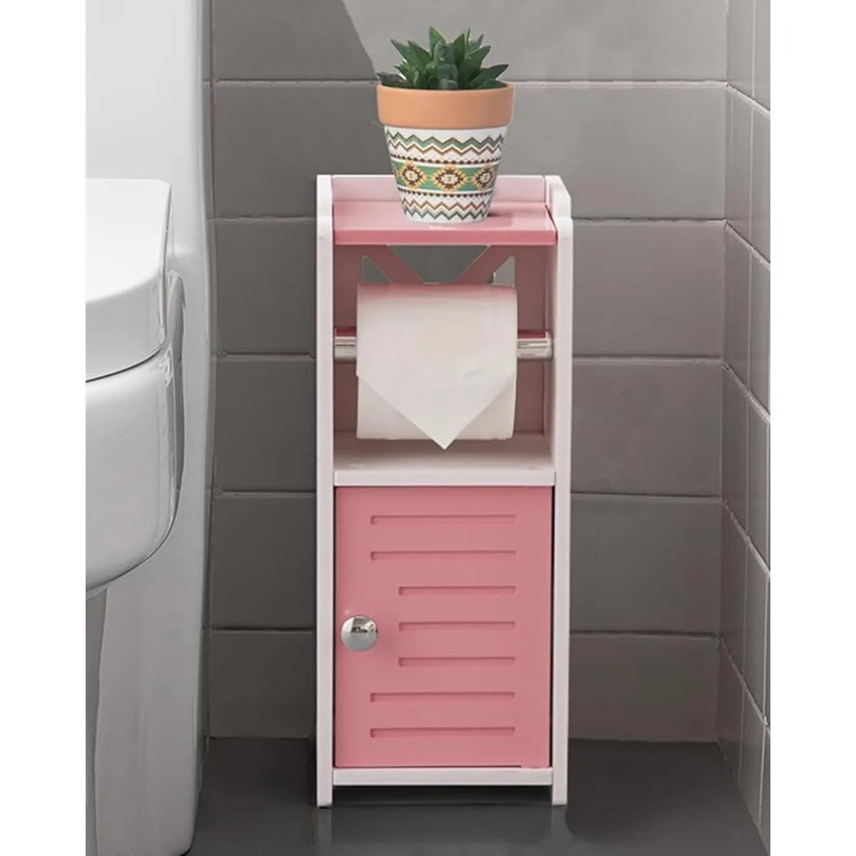 Toilet Paper Holder Stand, Free Standing PVC Bathroom Cabinet