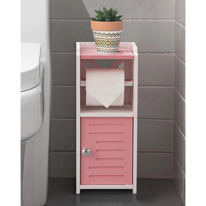 Toilet Paper Holder Stand, Free Standing PVC Bathroom Cabinet