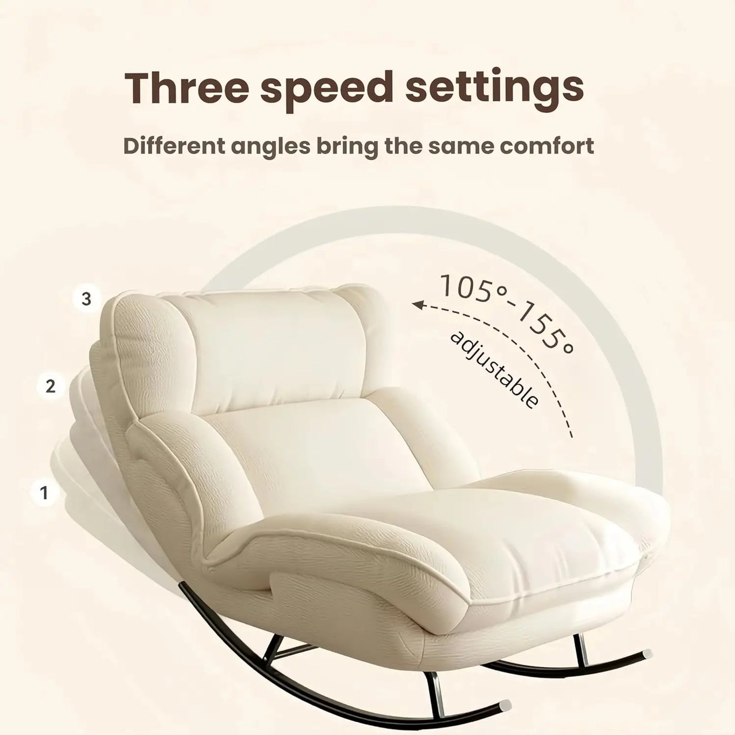 Comfortable, Ergonomic Rocking Chair w/Adjustable Backrest