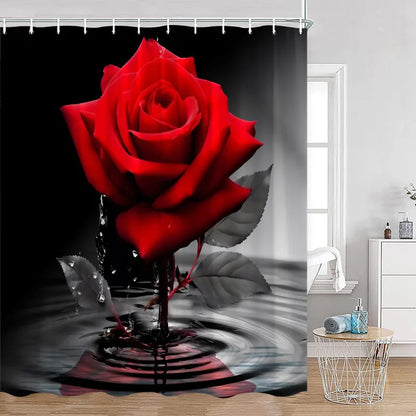 Red Roses Floral Shower Curtain, Romantic Flower