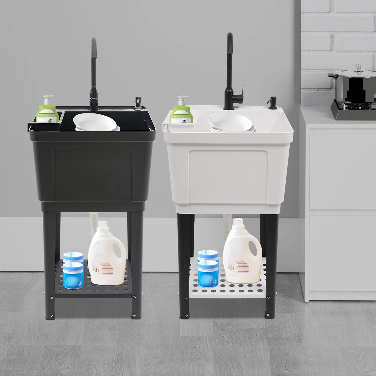 Freestanding Laundry, Utility Sink w/Soap Dispenser