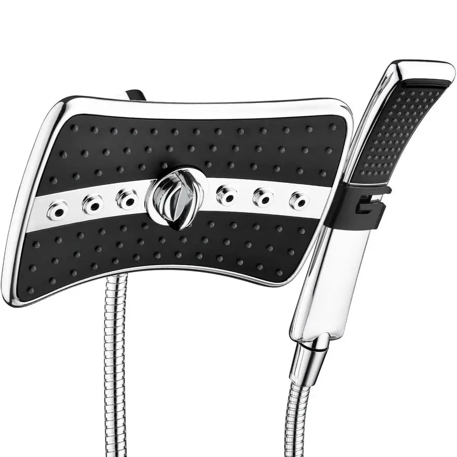 Rainfall Shower Head Combo w/Black Face, 60" Stainless Hose