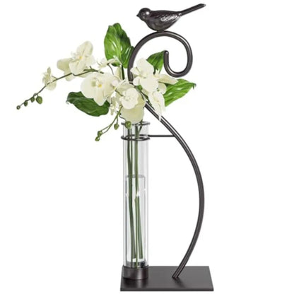 Modern Creative Desktop Glass Vase, Plant Terrarium Metal Stand