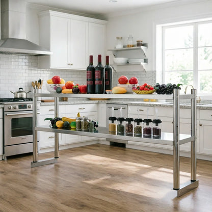 2 Tier Adjustable Stainless-Steel Heavy-Duty Shelving, 12.99 x 58.98 Inch
