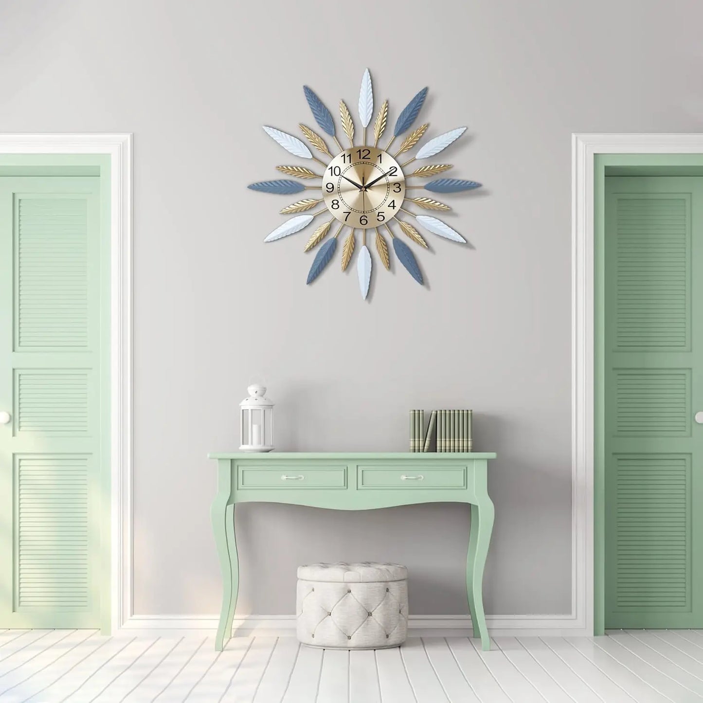 23" Large Sunburst Design Wall Clock, Silent