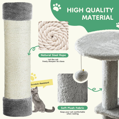 44" Stable Multi-Cat Climbing Tower, Scratching Posts, Beds