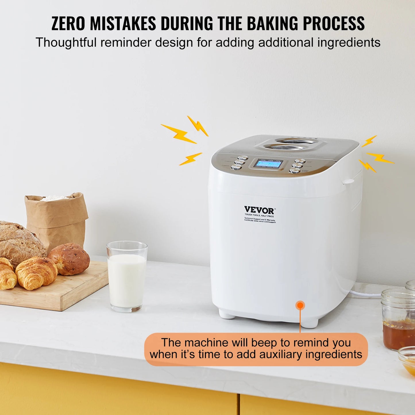 Automatic 2/3lb Bread and Dough Maker, Nonstick Ceramic Pan