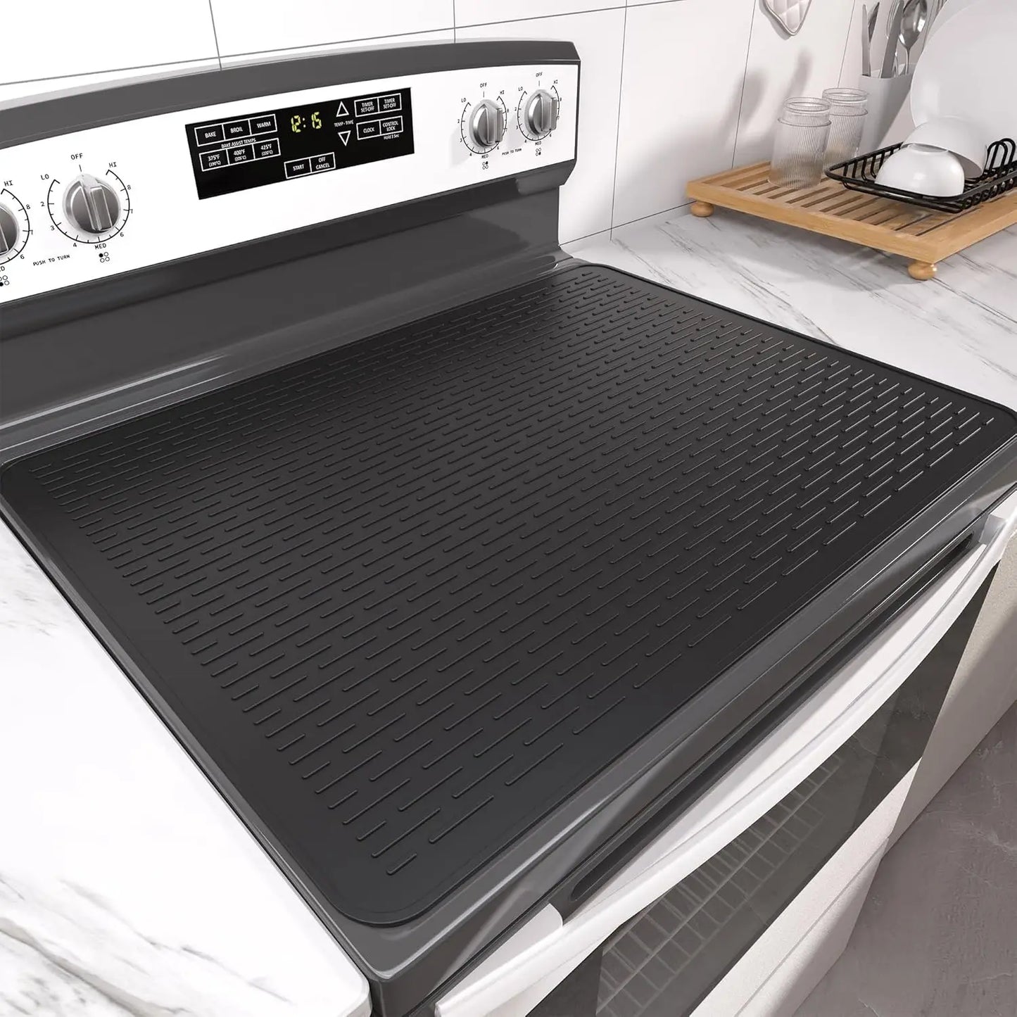 XXL Silicone Stove Top Cover, Glass Cooktop Protector (Black, 28"x20")