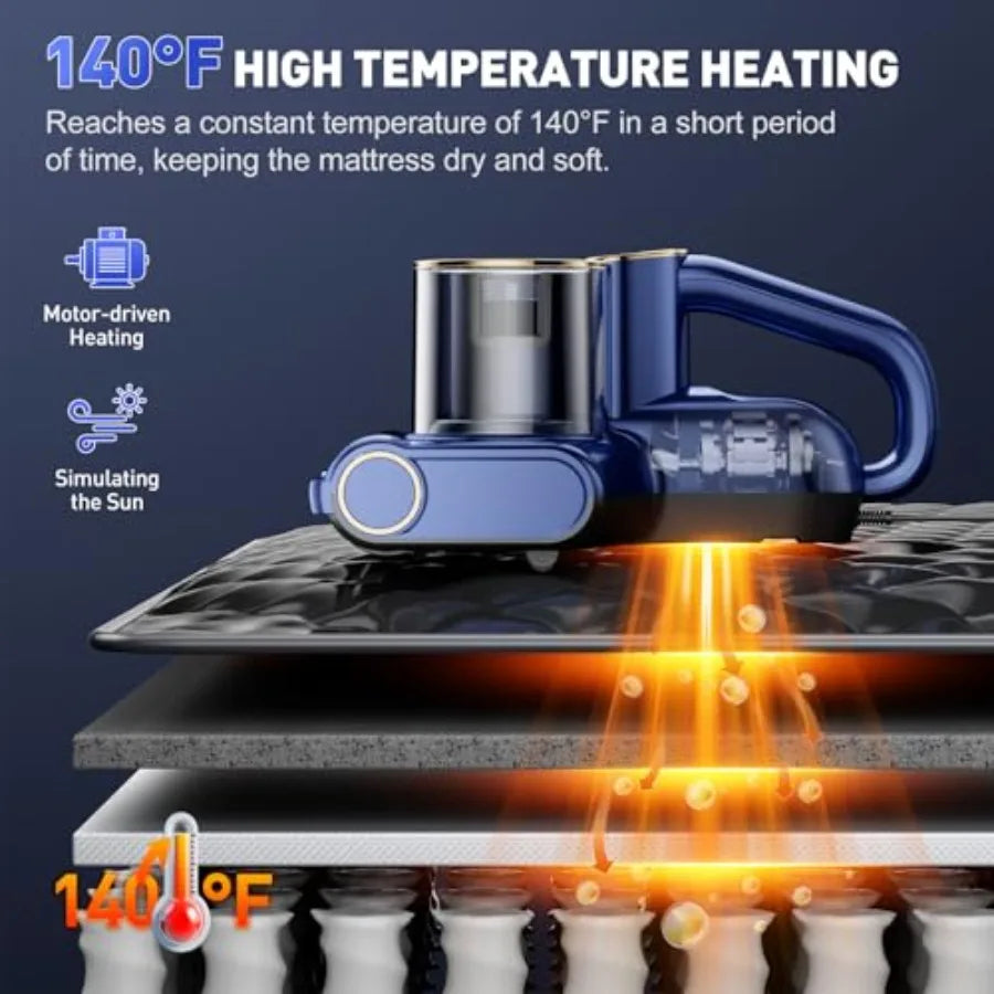 Mattress Vacuum Cleaner w/16Kpa Suction 253.7nm UV-C Light