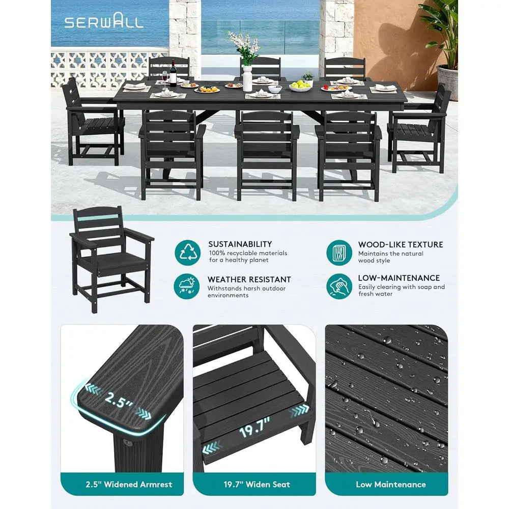 9 Piece Outdoor Dining Set, 84" Table w/8 Chairs