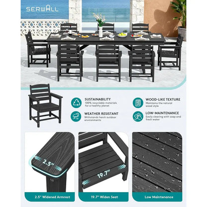 9 Piece Outdoor Dining Set, 84" Table w/8 Chairs