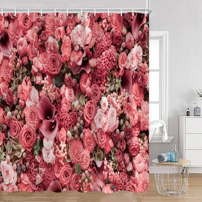 Red Roses Floral Shower Curtain, Romantic Flower