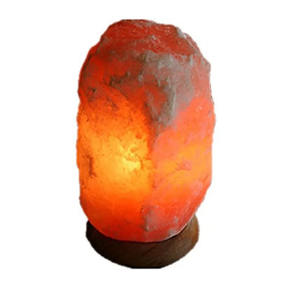 Natural Himalayan Salt Lamp w/Hand-Carved Wooden Base
