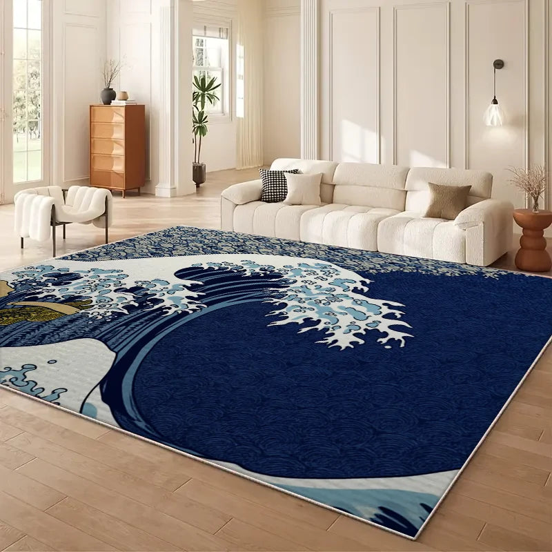 Large Cherry Blossom Wave Area Rug, Carpet, Easy Cleaning