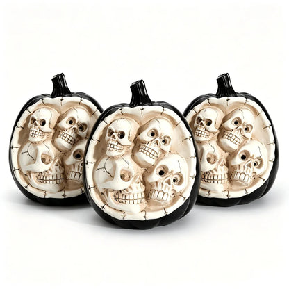 Black Pumpkin Skull LED Color Changing Lamp Mantel Table Ornament