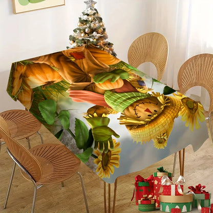 Tablecloth Farmhouse Harvest Tablecloth Scarecrow Pumpkin Sunflower