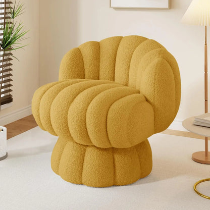 Fluffy Sherpa, Swivel 360 Degree Barrel Accent Vanity Chair
