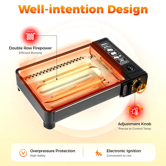 Portable Gas Stove, Adjustable Flame Lightweight Durable